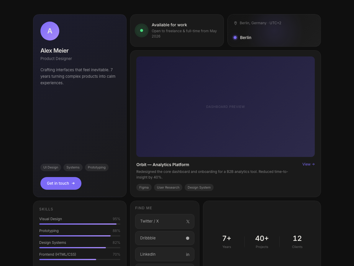 Preview of Portfolio Bento