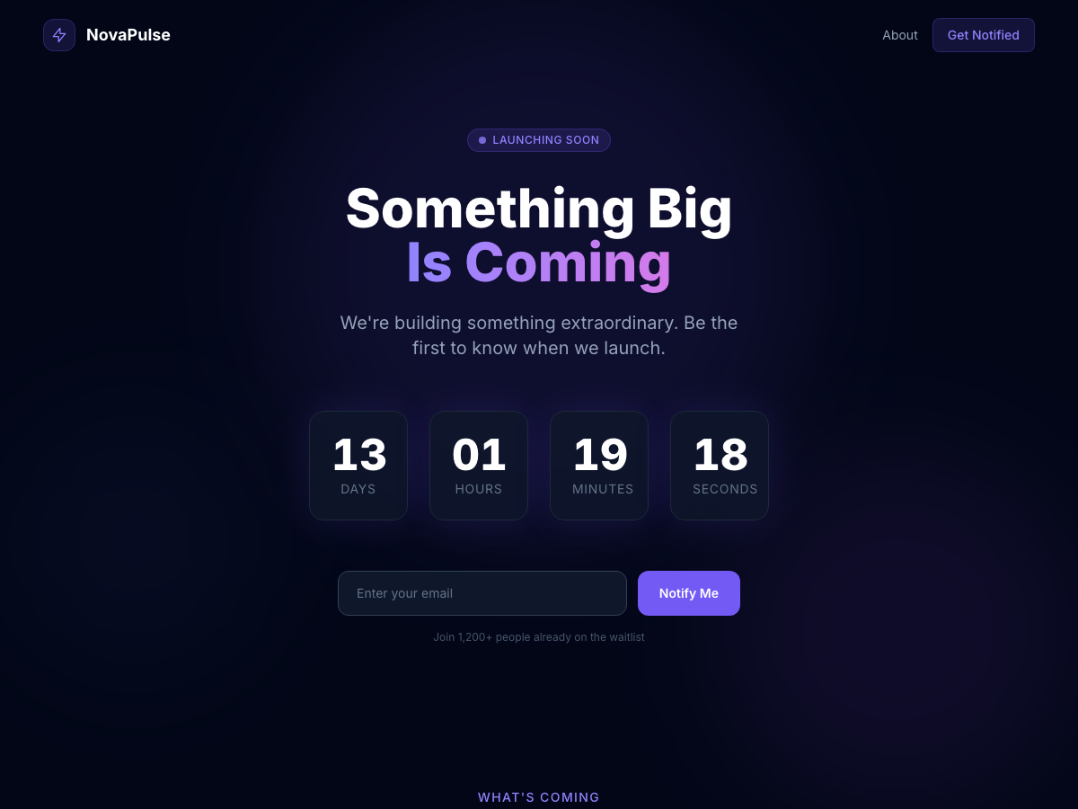 Preview of Coming Soon Countdown