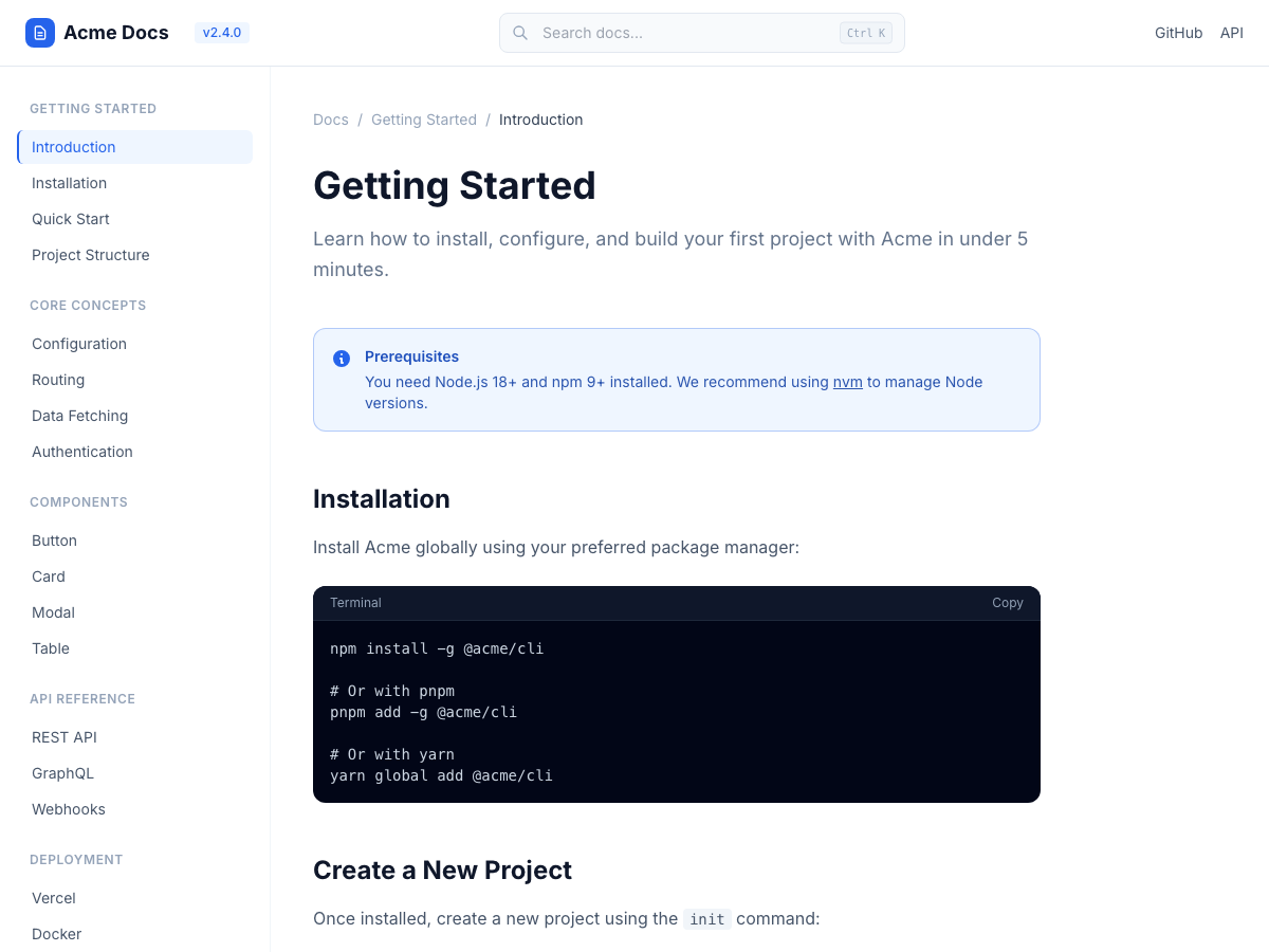 Preview of Documentation