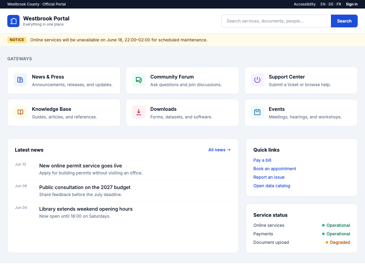 Preview of Company Portal
